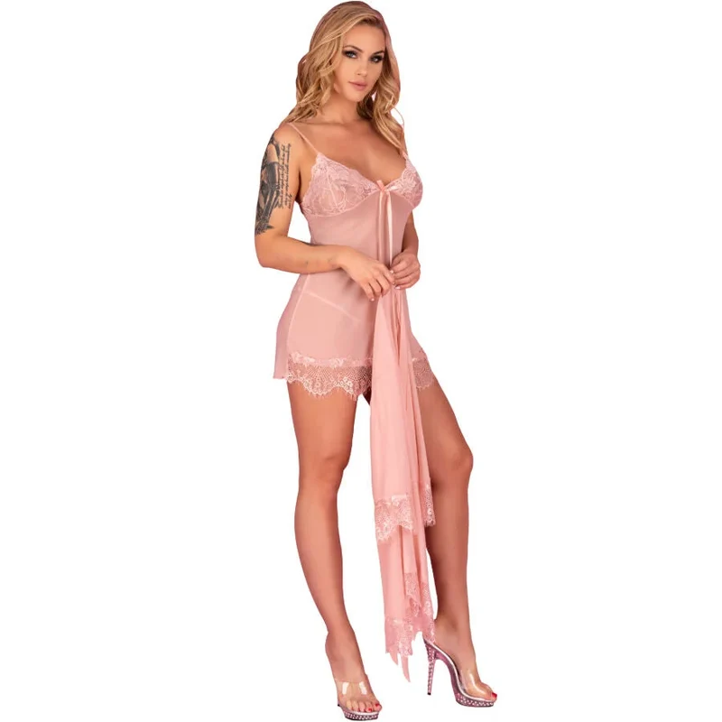 LIVCO CORSETTI FASHION - HYEONA - BABYDOLL + TANGA - ROSE