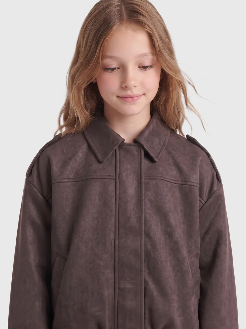 KOGNIA FAUX SUEDE BAT JACKET OTW GRL