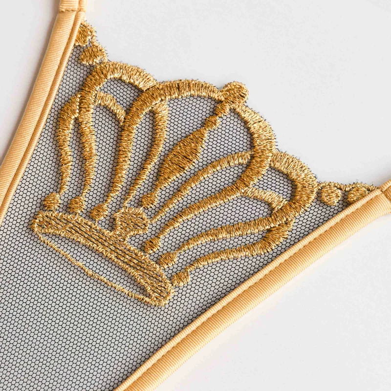 Queen of Love - Sunny - Mini G-String mit Schmuck - Schwarz/Gold