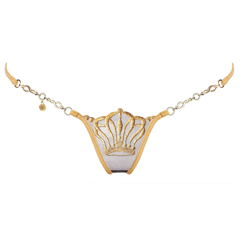 Queen of Love - Sunny - Mini G-String mit Schmuck - Schwarz/Gold