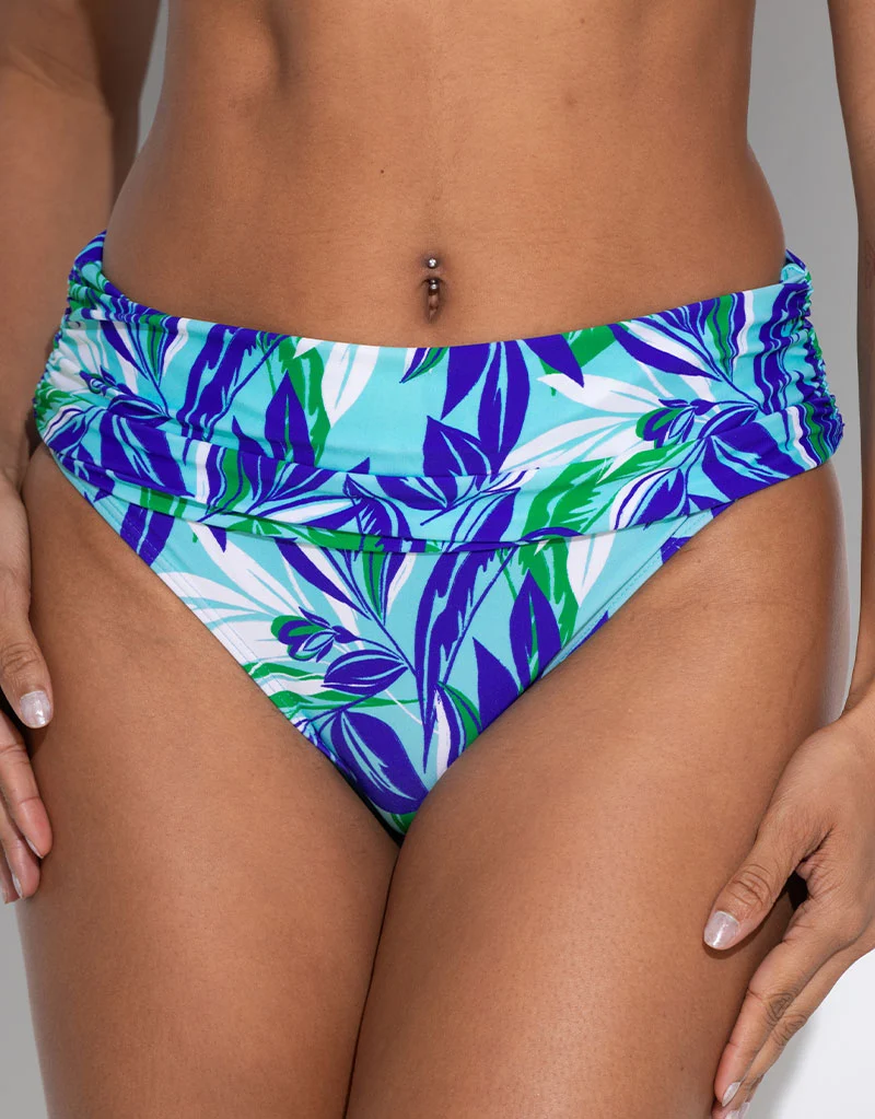 Pour Moi Santa Monica Fold Over Bikini Brief Blue/White Print