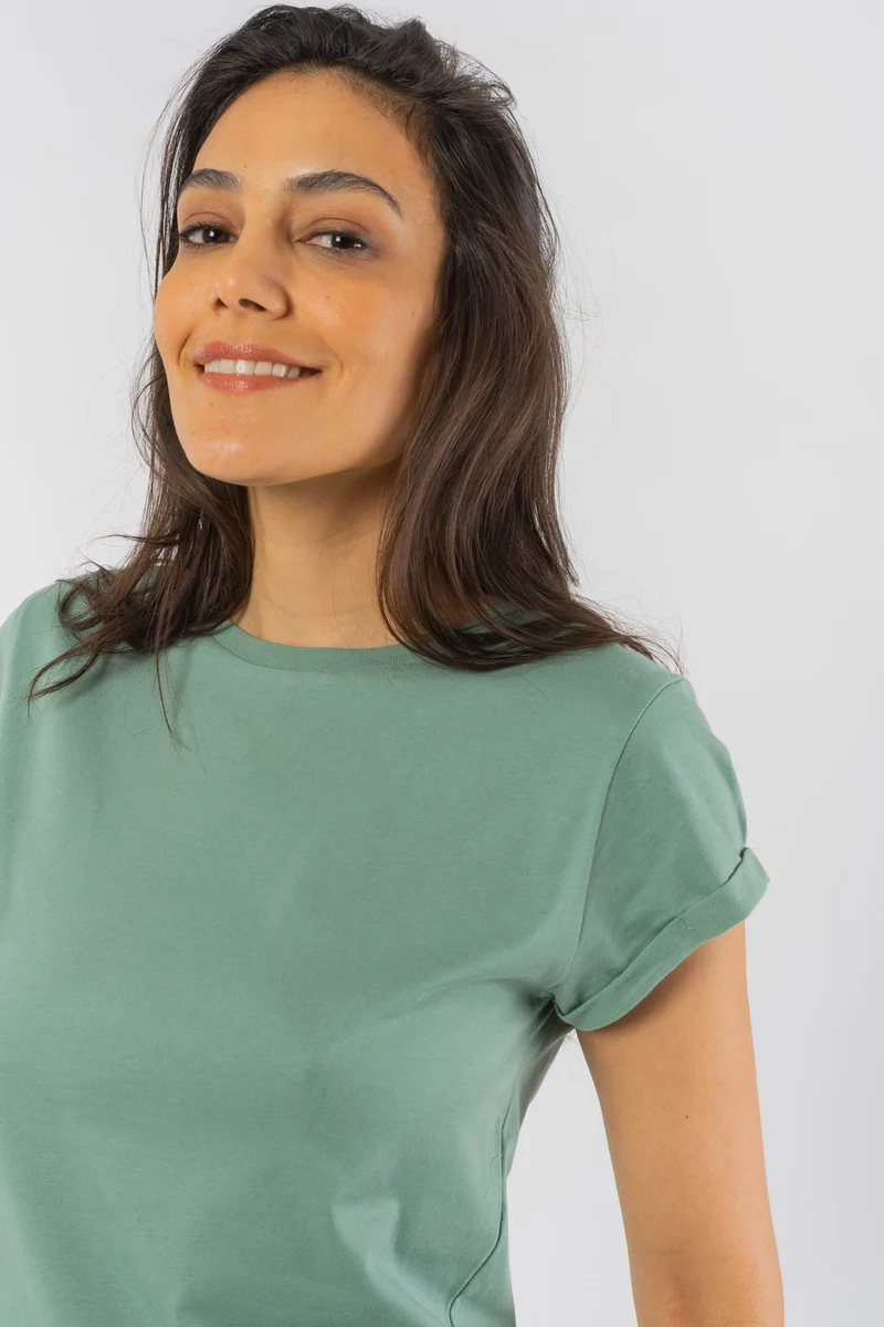 Vintage T-Shirt für Frauen Rolled Sleeve