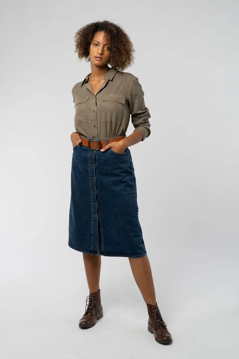 Denim Midi Rock aus Bio Baumwolle