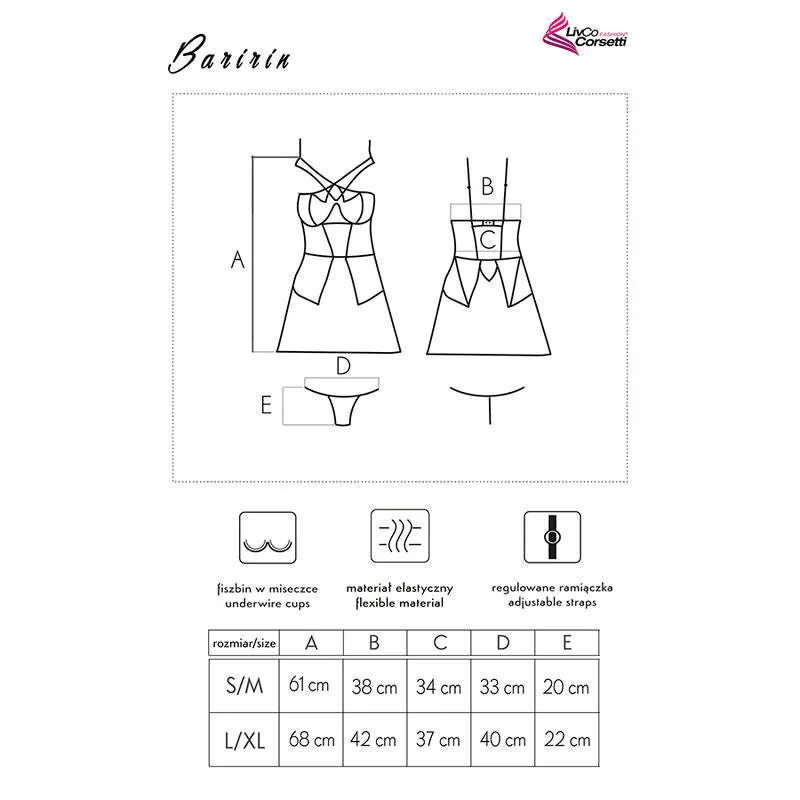 LIVCO CORSETTI FASHION - BARIRIN - NACHTHEMD + TANGA - SCHWARZ