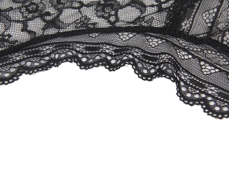Schwarzer 3D-Spitzenslip mit Blumenmuster – mittelhoch geschnitten mit Baumwollfutter