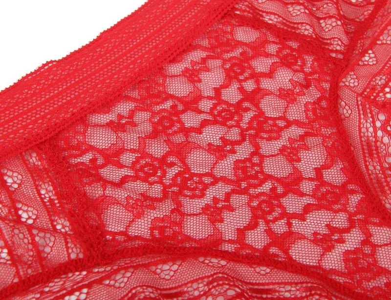 Roter 3D-Spitzenslip mit Blumenmuster – mittelhoch geschnitten mit Baumwollfutter