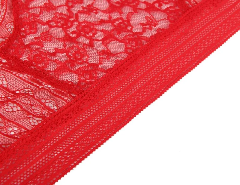 Roter 3D-Spitzenslip mit Blumenmuster – mittelhoch geschnitten mit Baumwollfutter