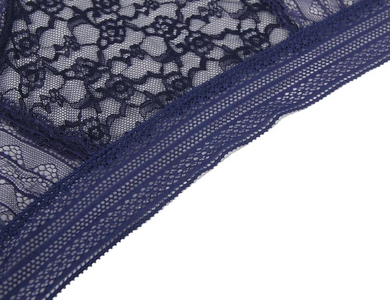 Blauer 3D-Spitzenslip mit Blumenmuster – mittelhoch geschnitten mit Baumwollfutter