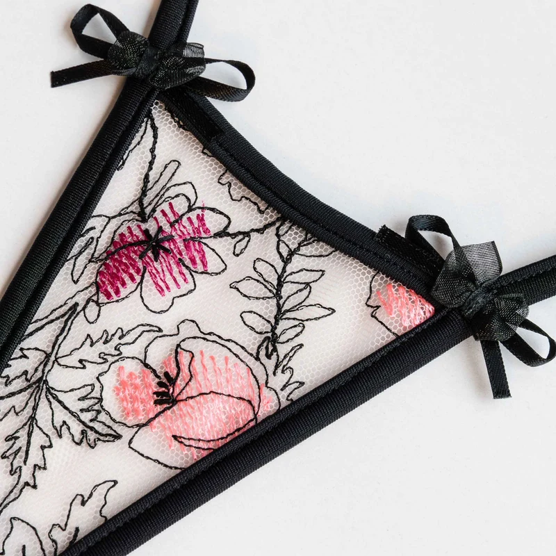 Flowerdream - Micro G-String - Schwarz/Pink
