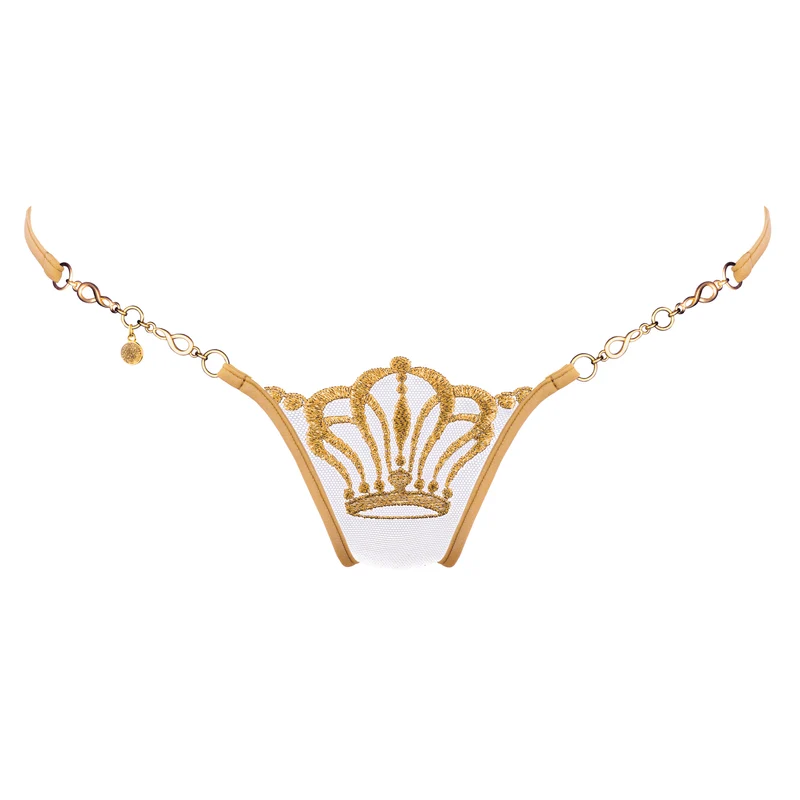 Queen of Love - Gold - Mini G-String mit Schmuck