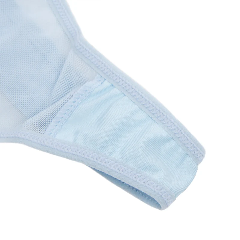 Blaues Netz-Camisolekleid – mit Schleifenträgern, Bügeln, 3D-Schleifen und Schlitz vorne.