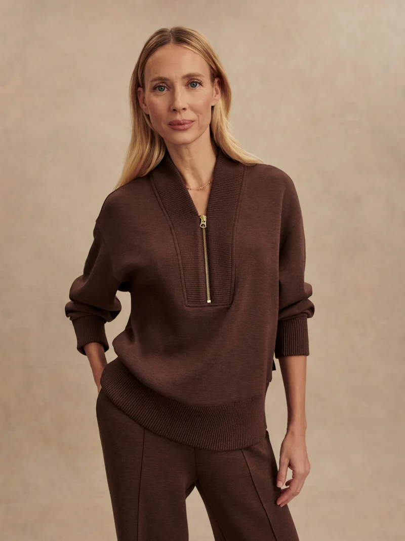 Sally Half Zip Sweat Coffee Bean Marl