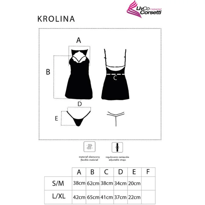 LIVCO CORSETTI FASHION - KROLINA - NACHTHEMD + TANGA - SCHWARZ
