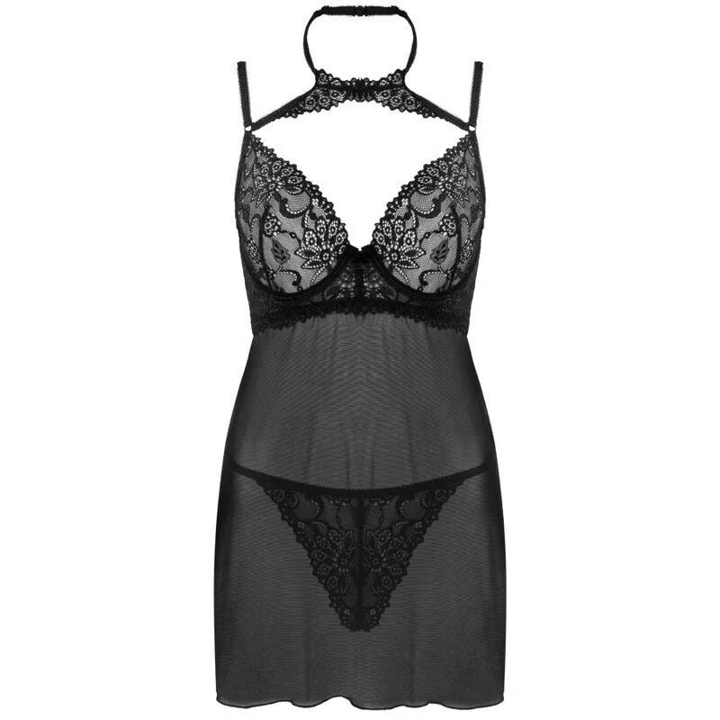 LIVCO CORSETTI FASHION - BINELLA - SET BABYDOLL + TANGA SCHWARZ