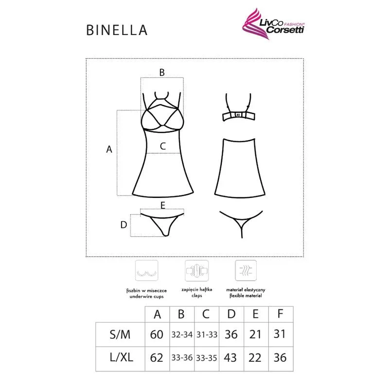 LIVCO CORSETTI FASHION - BINELLA - SET BABYDOLL + TANGA SCHWARZ
