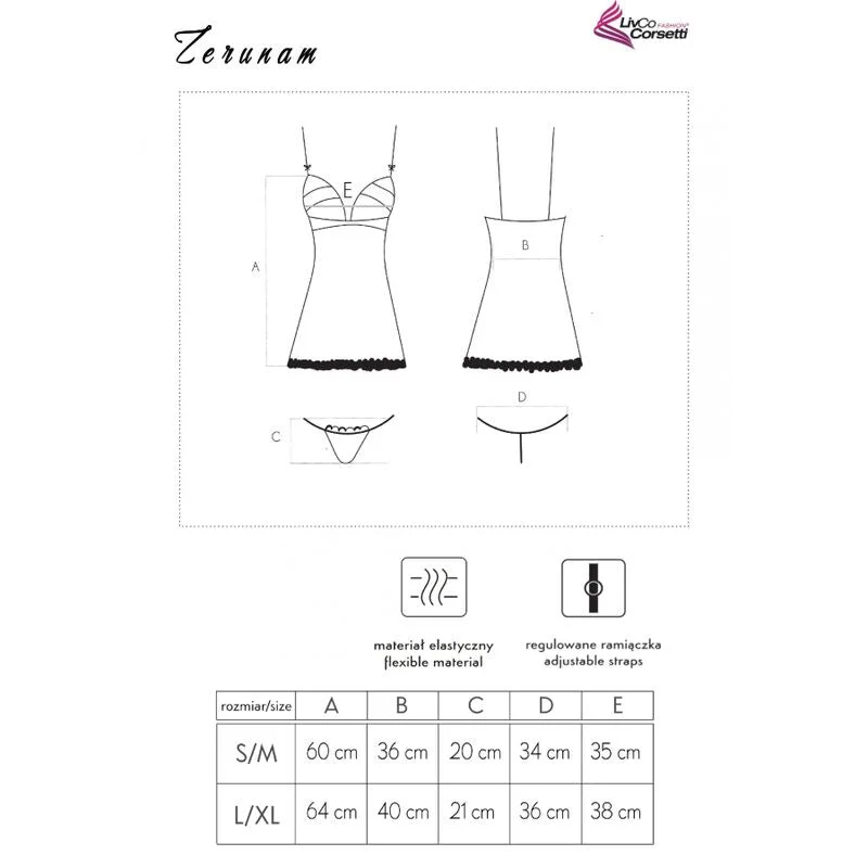 LIVCO CORSETTI FASHION - ZERUNAM - SET BABYDOLL + SCHWARZER TANGA