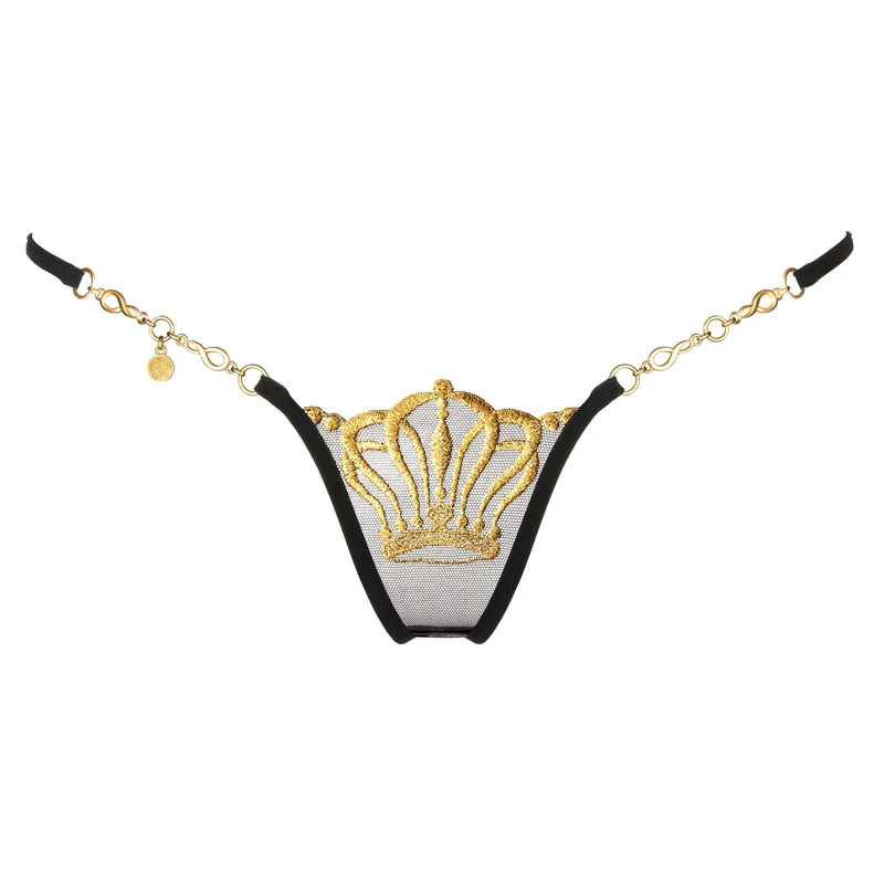 Queen of Love - Black - Mini G-String mit Schmuck