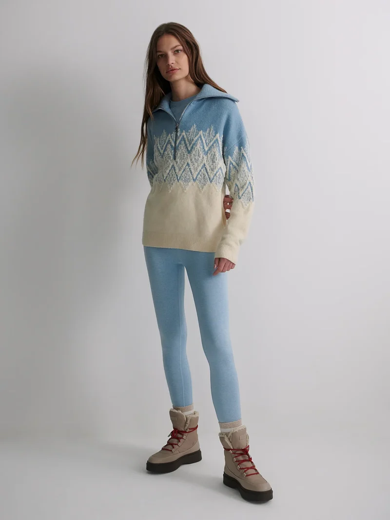 Hedda Fairisle Half Zip Blue