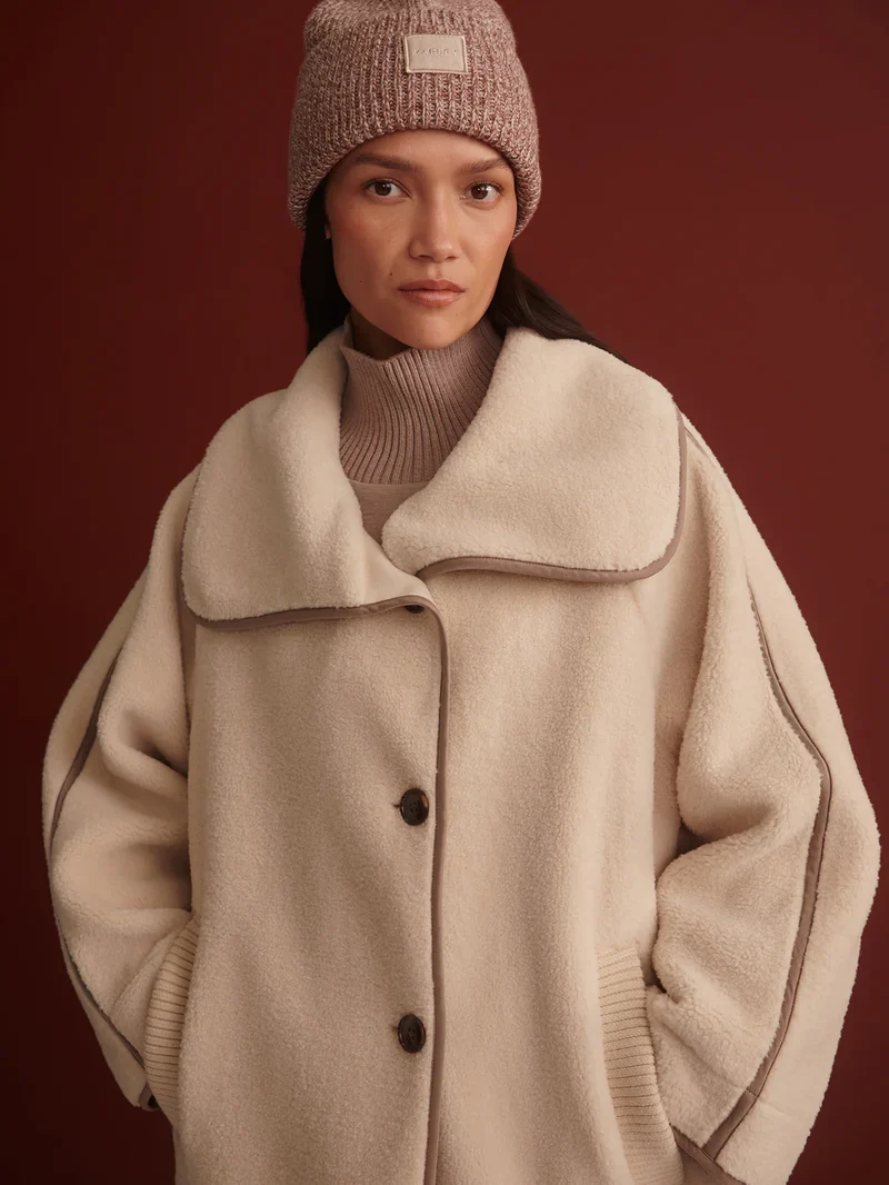 Clemence Sherpa Coat Sandshell