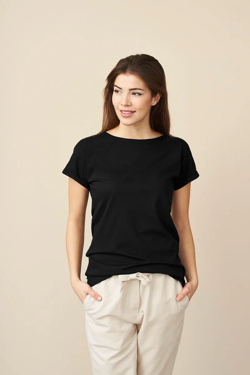 T-Shirt mit Rundhalsausschnitt aus Bambus & Bio Baumwolle