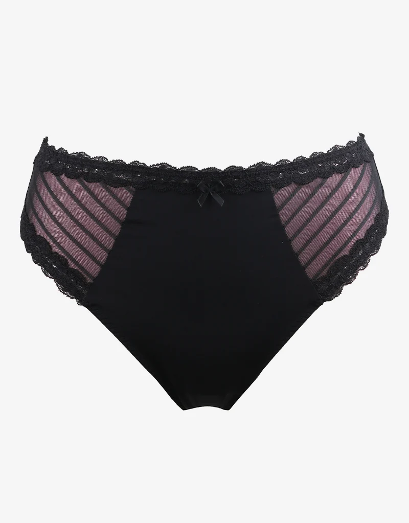 Pour Moi Luxe Linear High Leg Brief Black/Blush