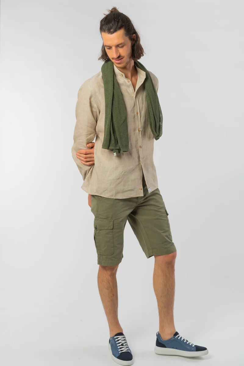Bermudas mit Cargo Taschen aus Leinen & Bio Baumwolle