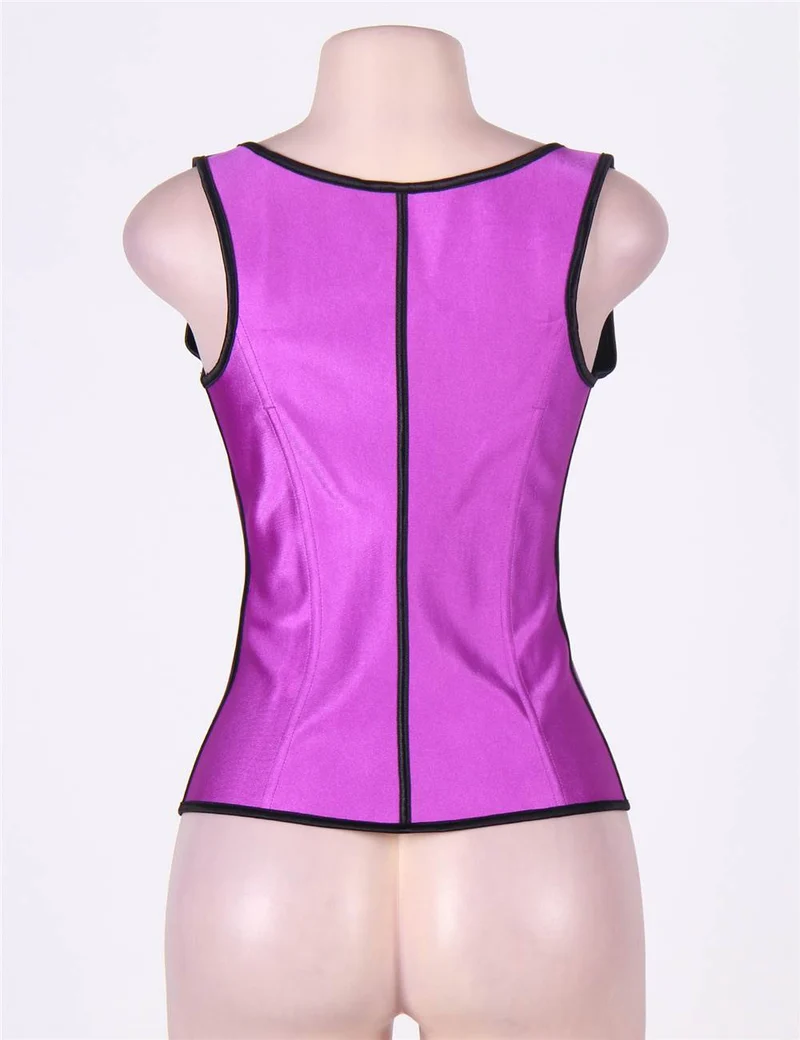 Taillenformer-Weste aus violettem Latex mit 4 Stahlstäben