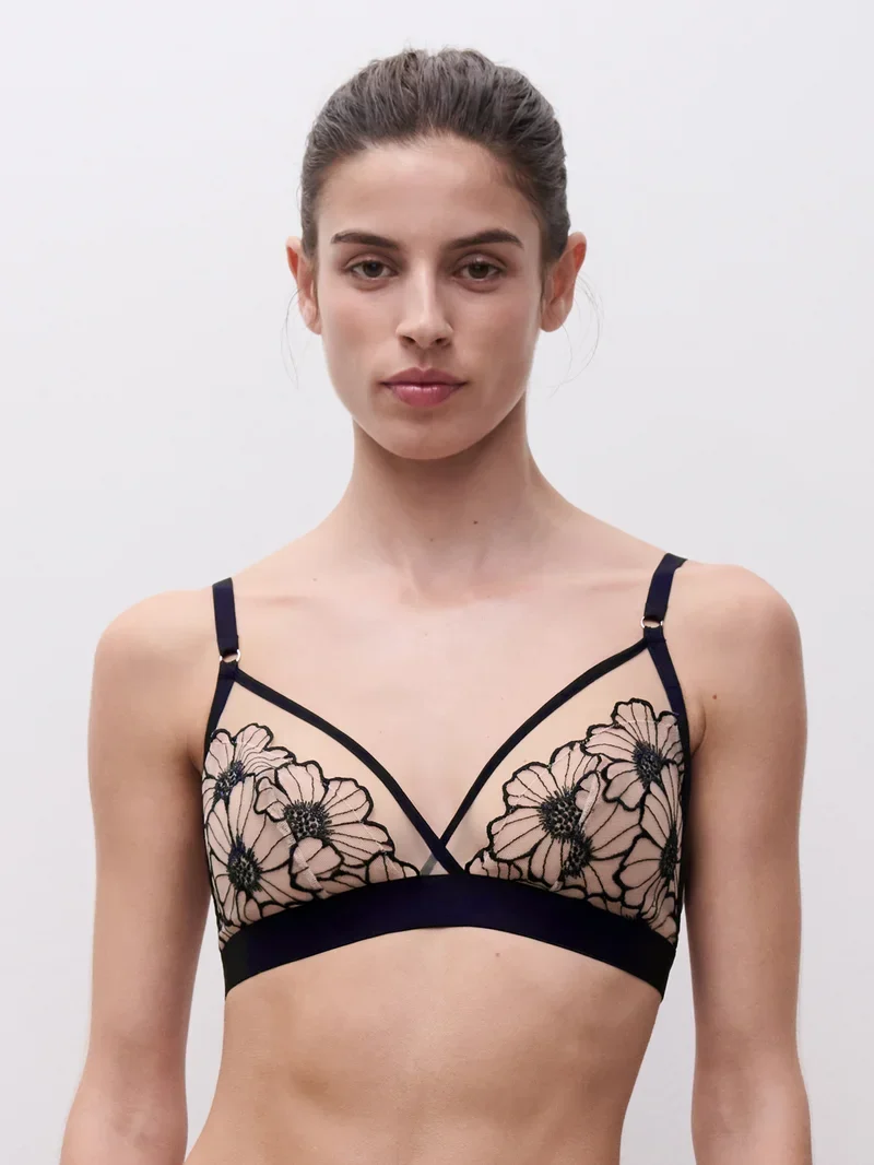 Chantelle - Lush Bügelloser Triangel-BH Schwarz / Zartrosa
