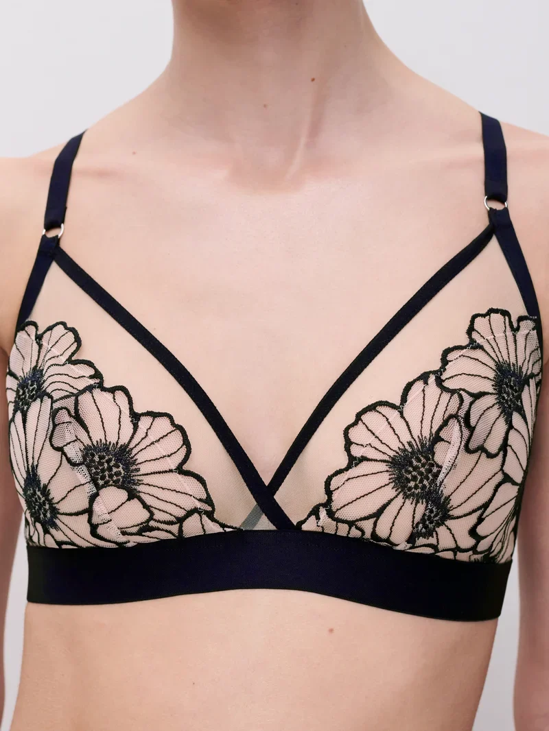 Chantelle - Lush Bügelloser Triangel-BH Schwarz / Zartrosa