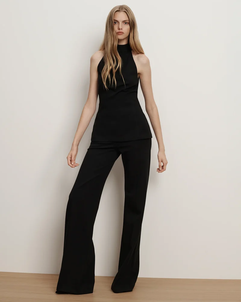 Kalinda Wide Leg Ponte Pant Black
