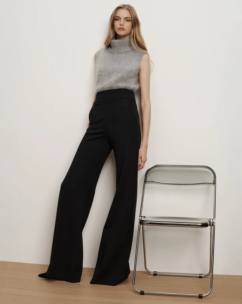 Kalinda Wide Leg Ponte Pant Black