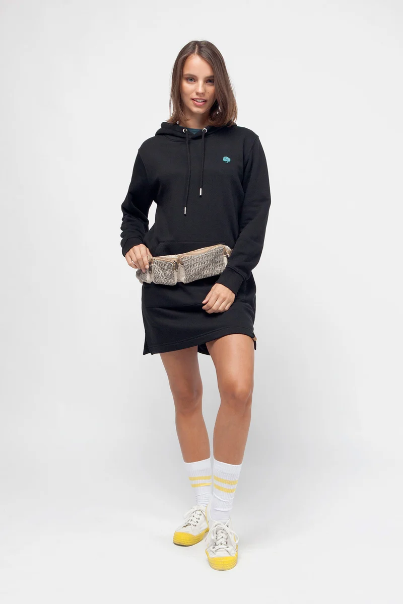 Hoodie Kleid mit langen Ärmeln