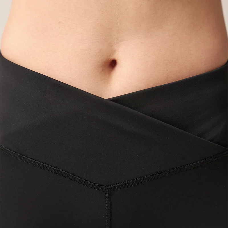 High Waist Leggings V Cross | Schwarz