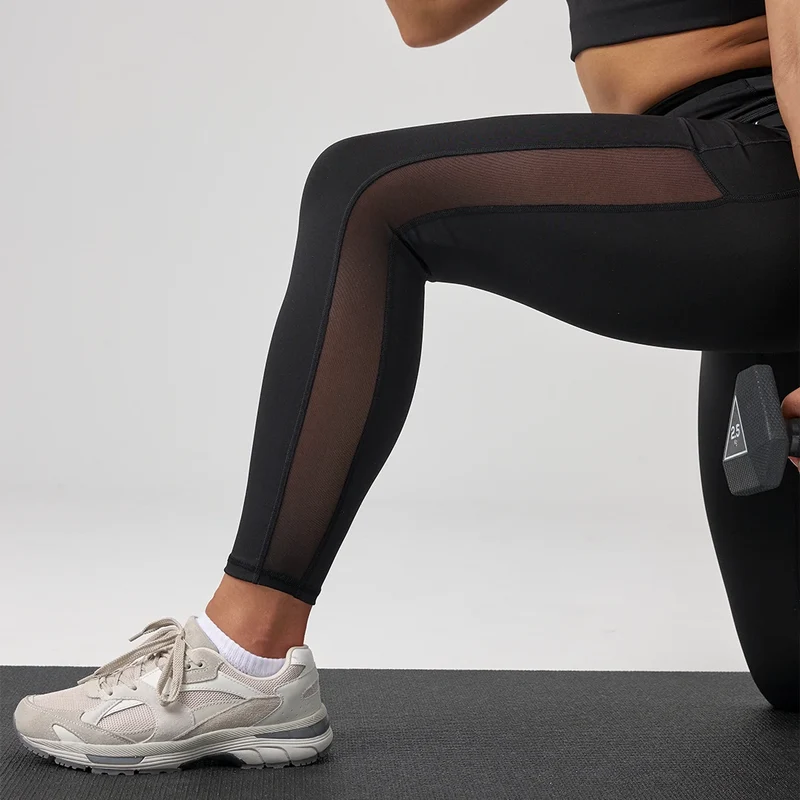 High Waist Leggings Mesh | Schwarz