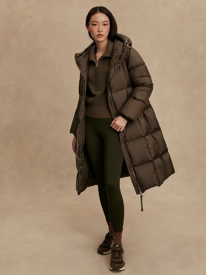 Katya Long Puffer Dk Olive Metallic