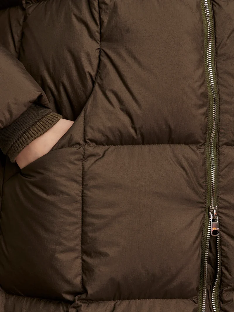 Katya Long Puffer Dk Olive Metallic