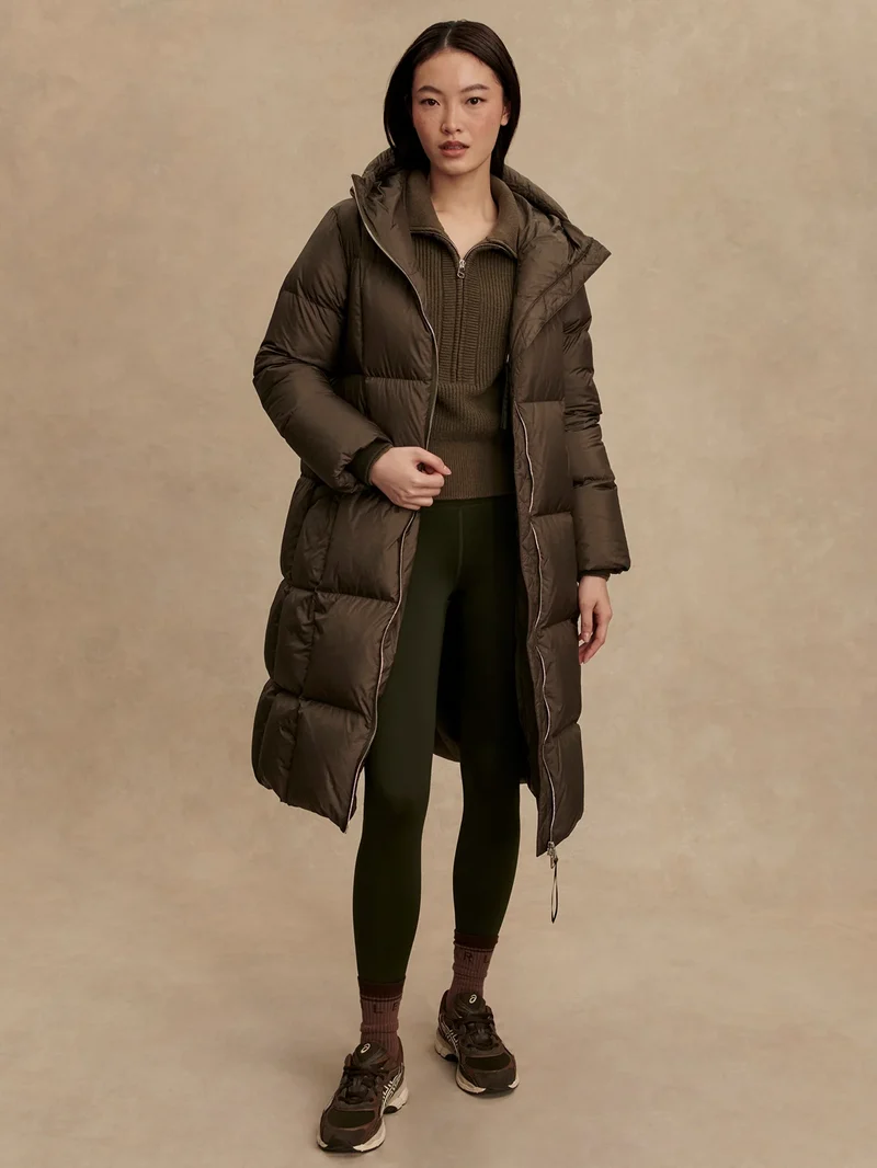 Katya Long Puffer Dk Olive Metallic