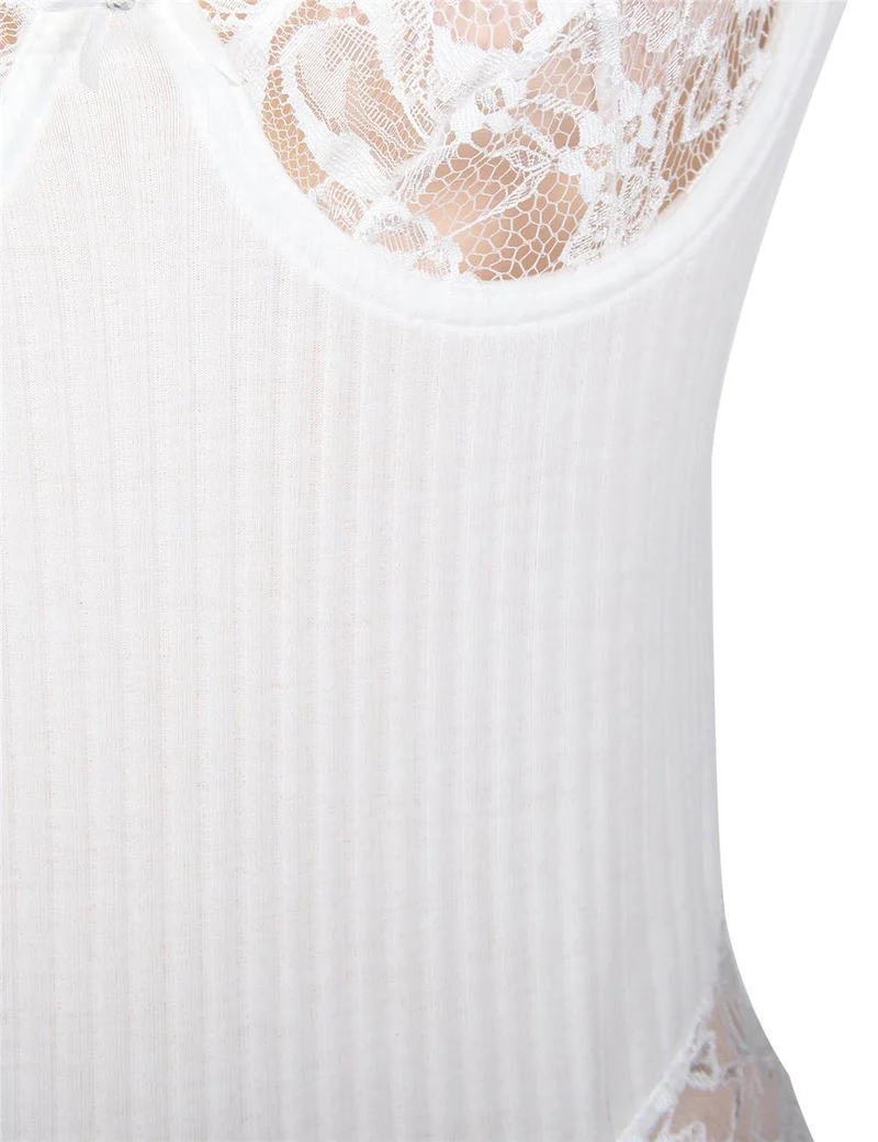 Weißer Teddy aus Mesh mit floraler Stickerei, Bügel-BH und offenem Rücken