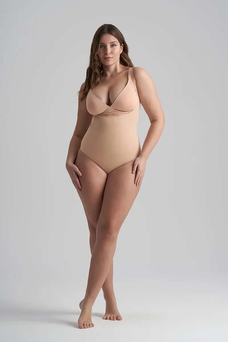 ByeBra – Nahtlose Shapewear (Starker Halt) Weicher Body mit offenem Brustbereich Beige