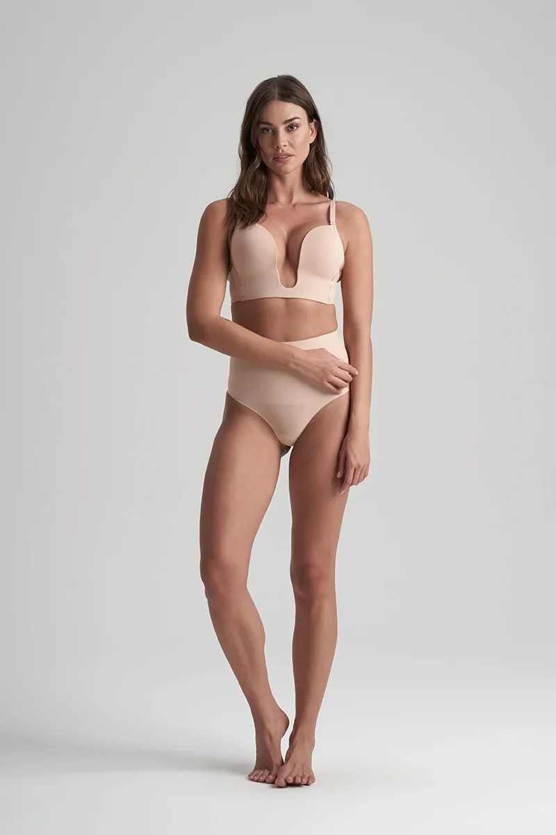 ByeBra – Taillenformende Shapewear (Extra starker Halt) Taillenformender String mit mittelhohem Bund, Beige