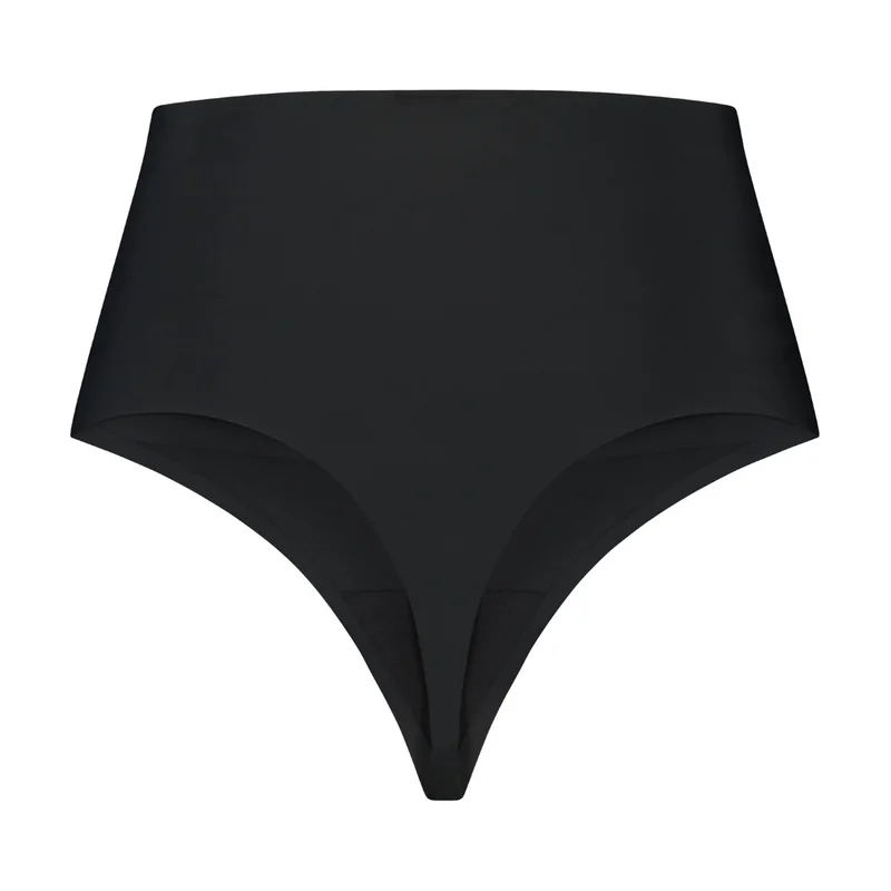 ByeBra – Taillenformende Shapewear (Extra starker Halt) Taillenformender String mit mittelhohem Bund, Schwarz