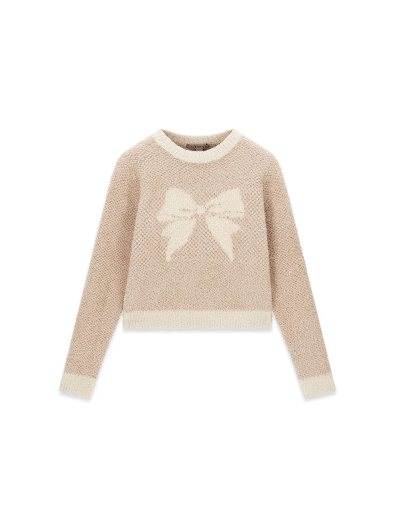 LS CN BOW JACQUARD SWTR