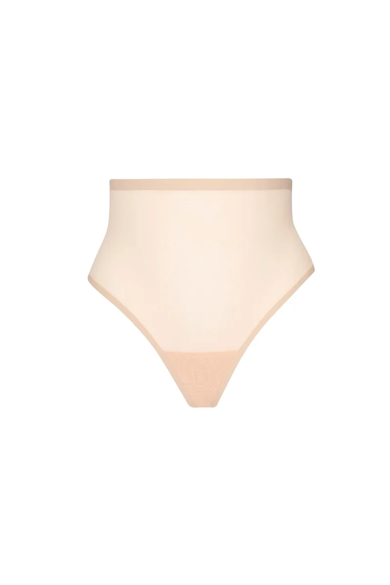 ByeBra – Formgebender Tüll-Shapewear-Tanga mit mittlerem Halt, Beige