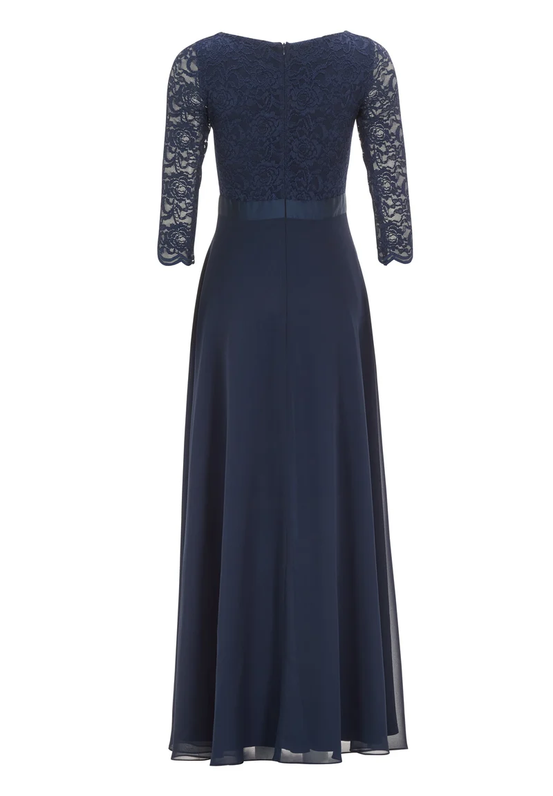 Abendkleid aus Spitze und Chiffon mit ¾ Arm