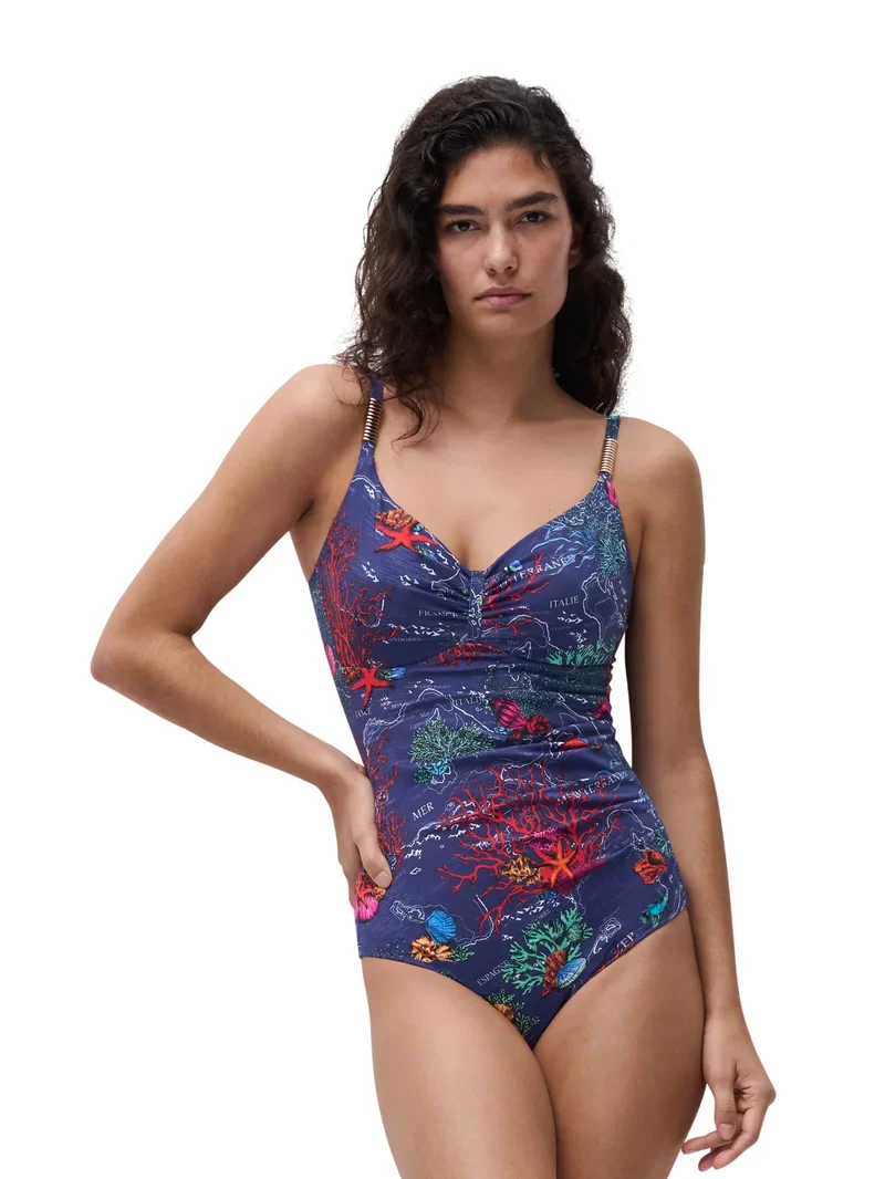 Chantelle Swimwear – Icon Covering Bügel-Badeanzug, Dunkelmediterran