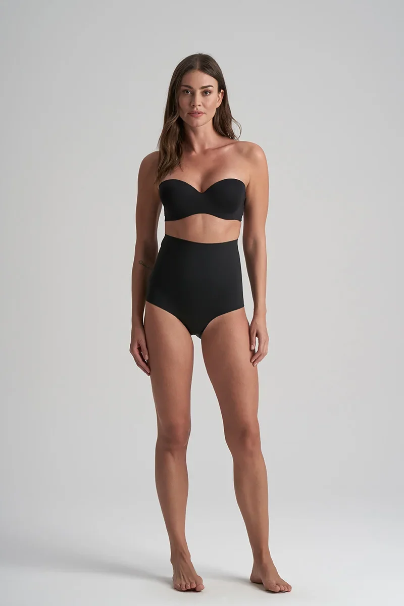 ByeBra – Taillenformende Unterwäsche (Extra starker Halt) Taillenformender High-Waist-Slip Schwarz