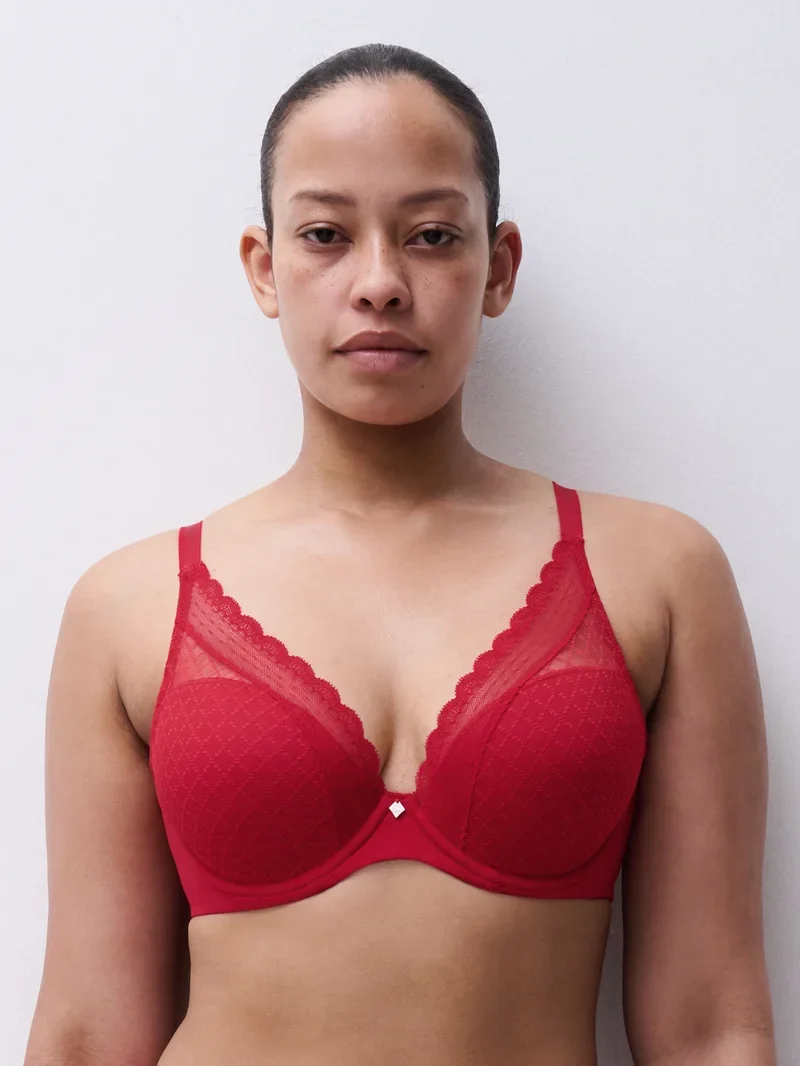 Chantelle EasyFeel – Norah Plunge T-Shirt-BH Mohnrot