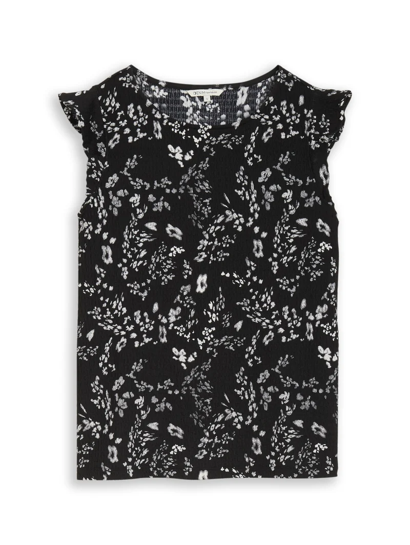 Loose Fit Crinkle Top mit Volants