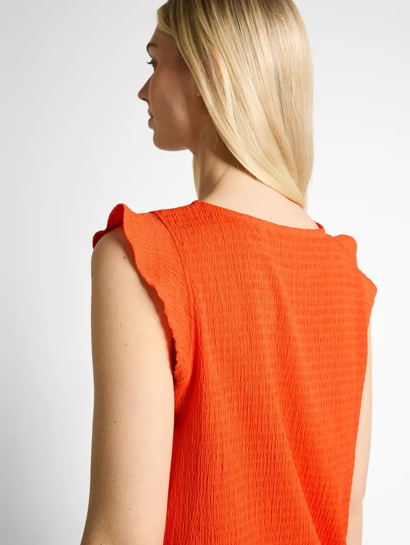 Loose Fit Crinkle Top mit Volants