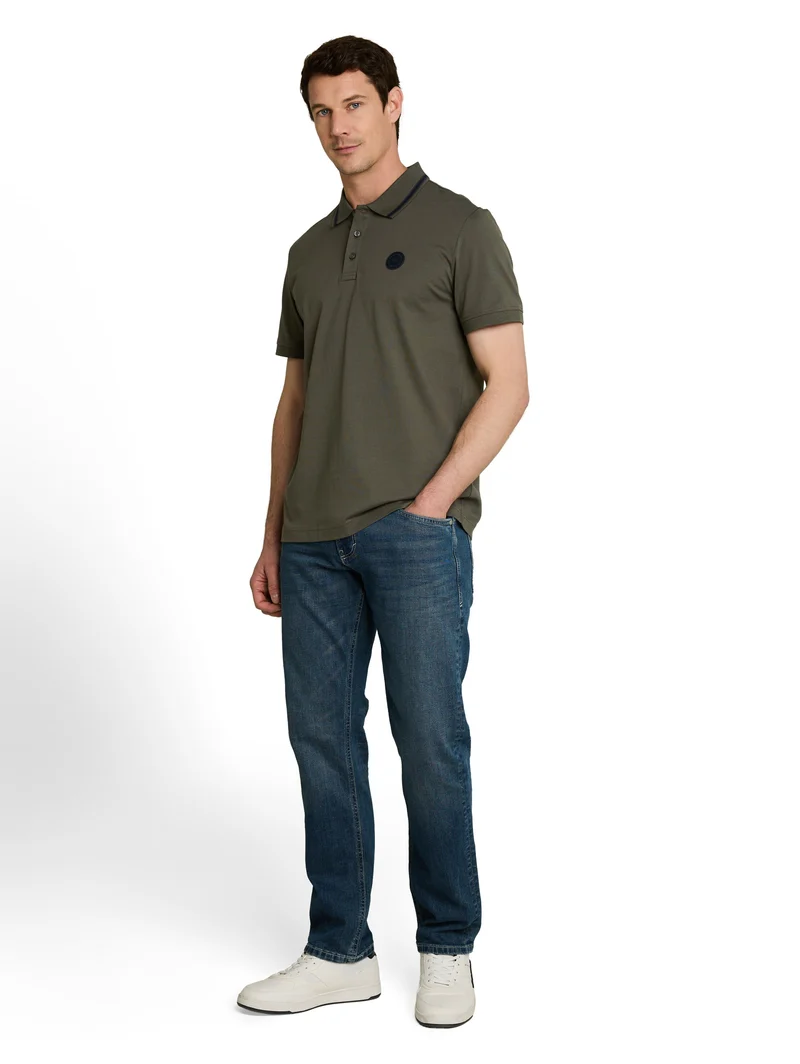 Jersey Poloshirt mit Logo-Badge